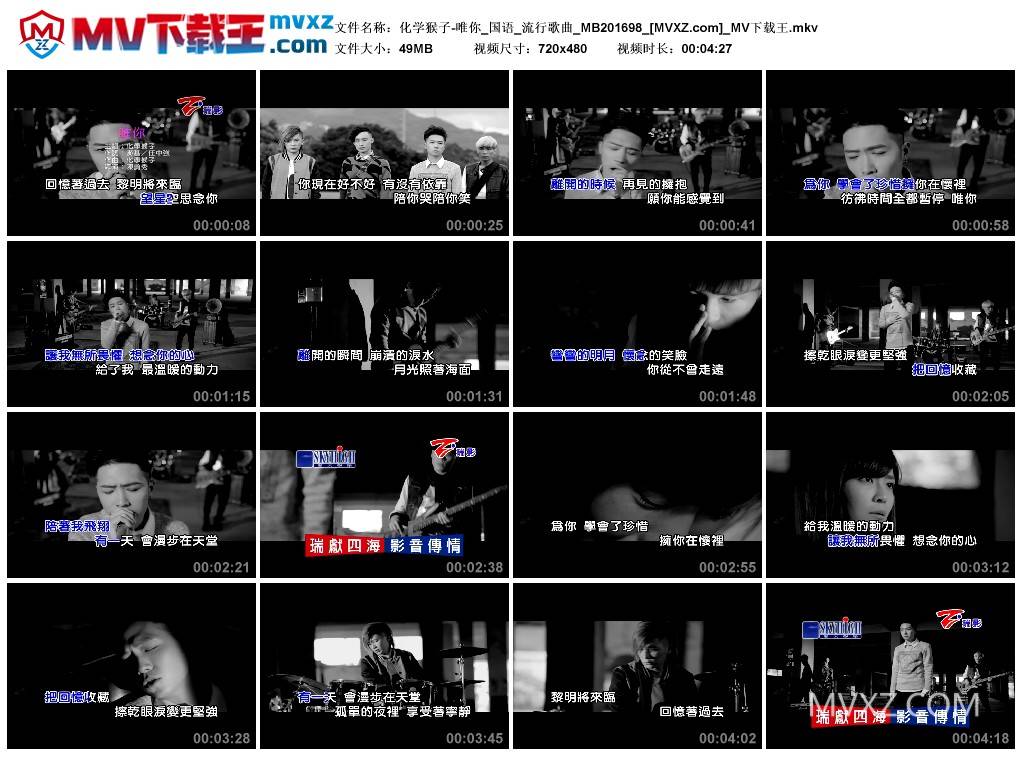 化学猴子-唯你_国语_流行歌曲_MB201698